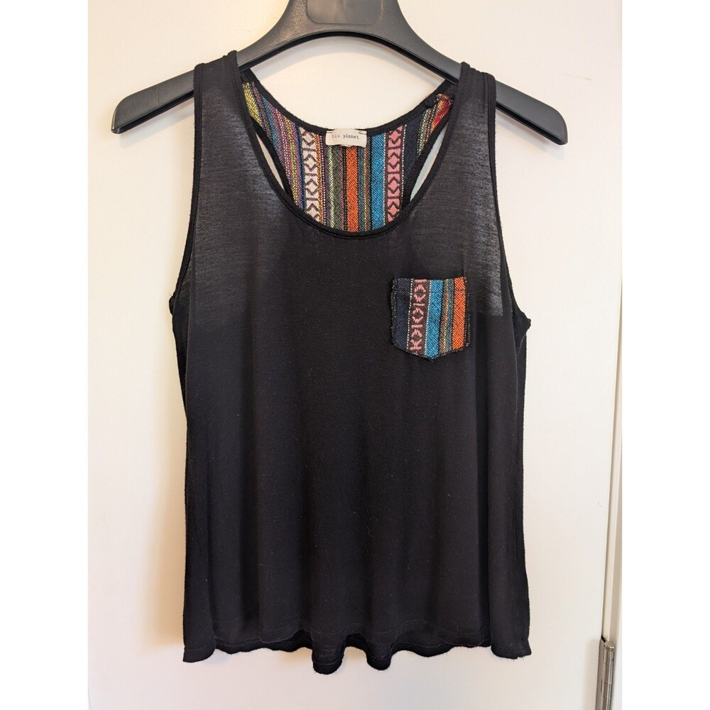 Blu Planet Aztec Woven Pocket Tank Top Rodeo Western Boho Festival Beach Medium